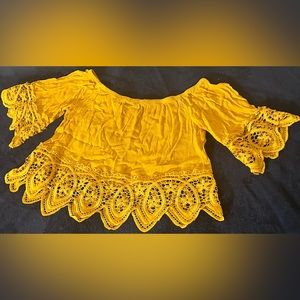 Off the shoulder yellow top